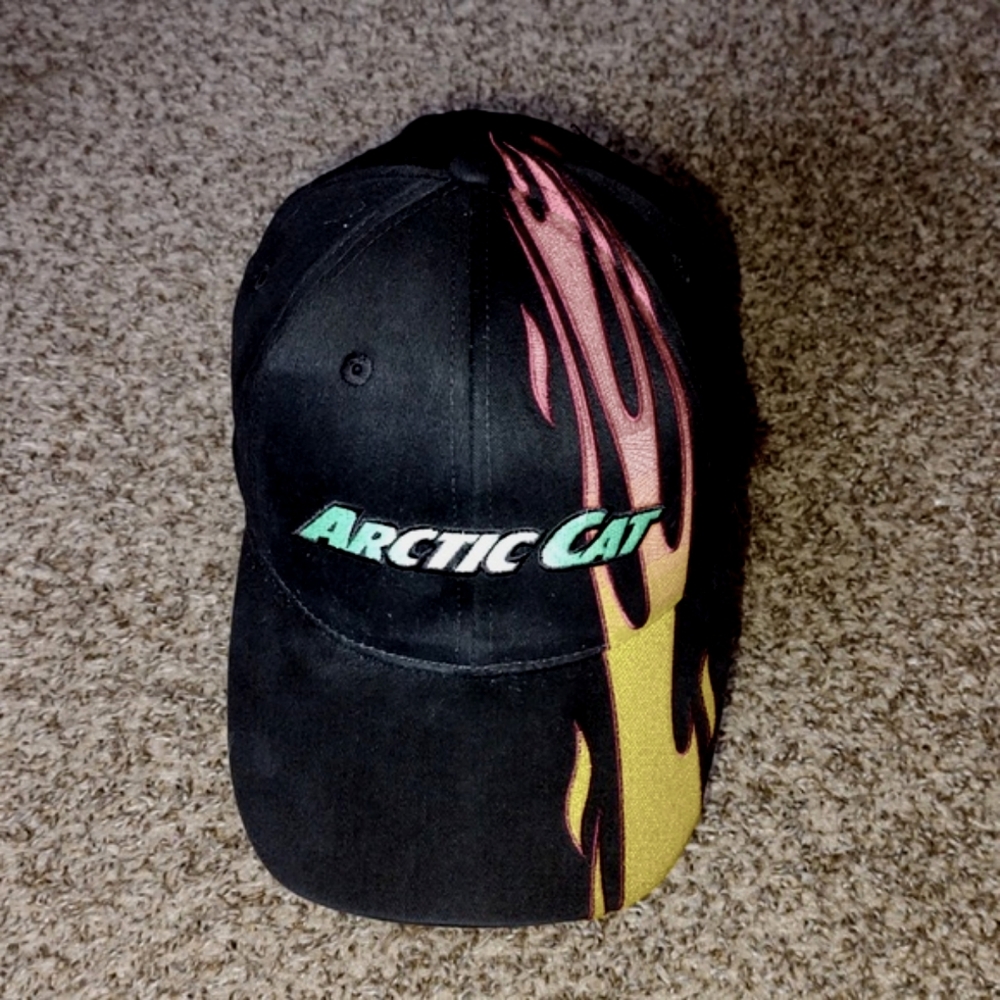 ARTIC CAT Snowmobile Hat Cap Adjustable Black Green One Size